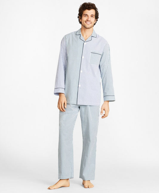 Brooks Brothers Men Seersucker Fun Plaid Pajamas