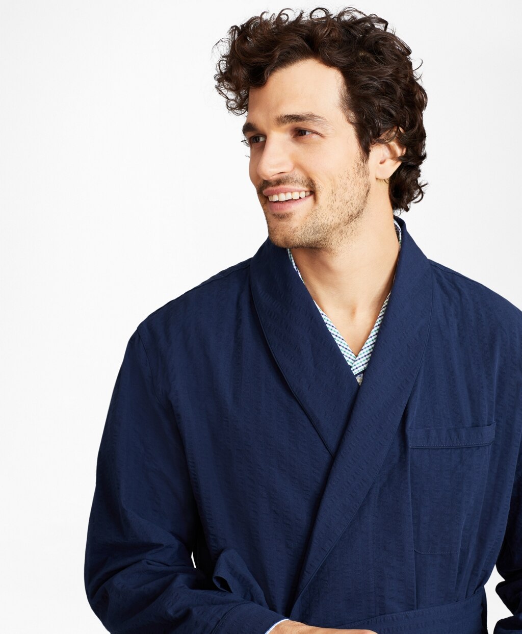 Brooks Brothers Men Seersucker Tonal Stripe Robe