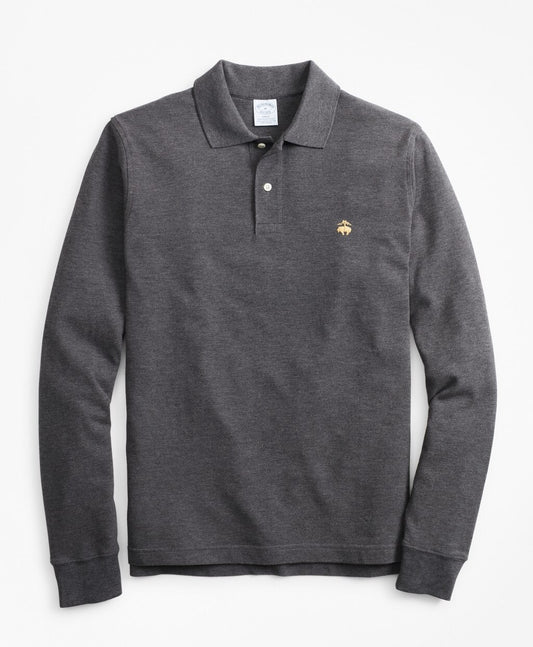 Brooks Brothers Men Slim Fit Supima® Long-Sleeve Performance Polo Shirt-Basic Colors