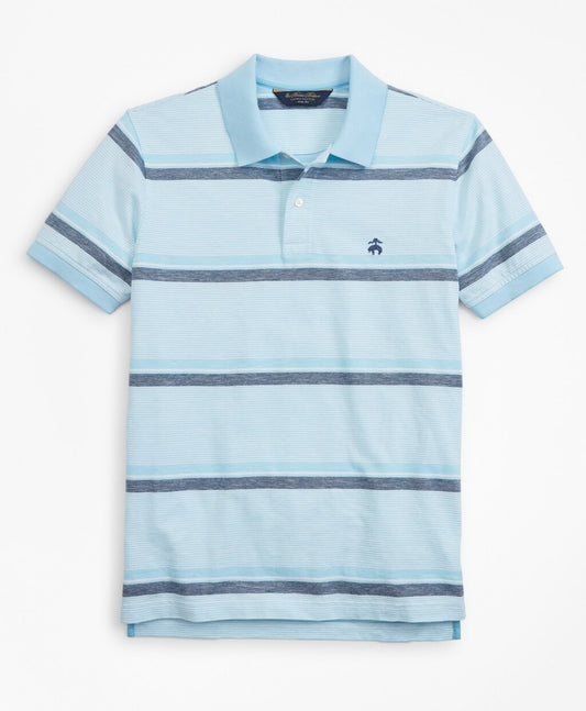 Brooks Brothers Men Slim Fit Cotton and Linen Horizontal Stripe Polo Shirt