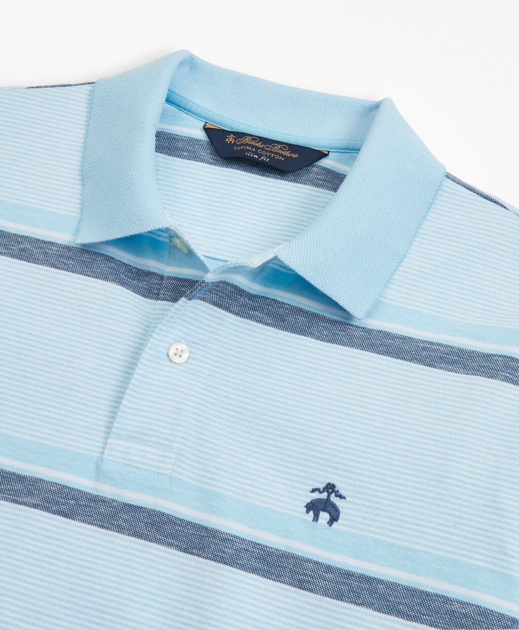 Brooks Brothers Men Slim Fit Cotton and Linen Horizontal Stripe Polo Shirt