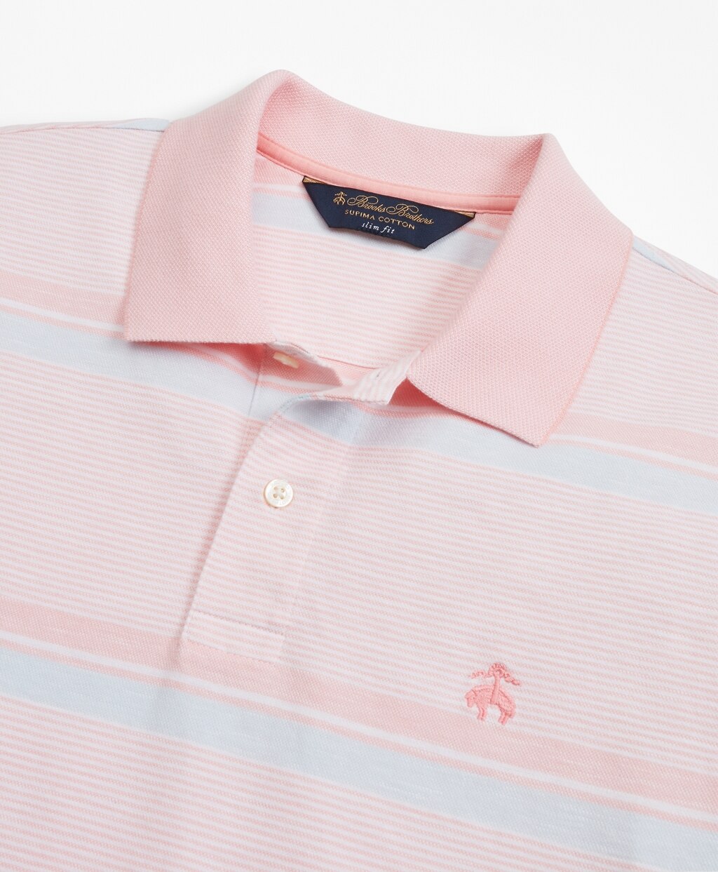 Brooks Brothers Men Original Fit Cotton and Linen Horizontal Stripe Polo Shirt