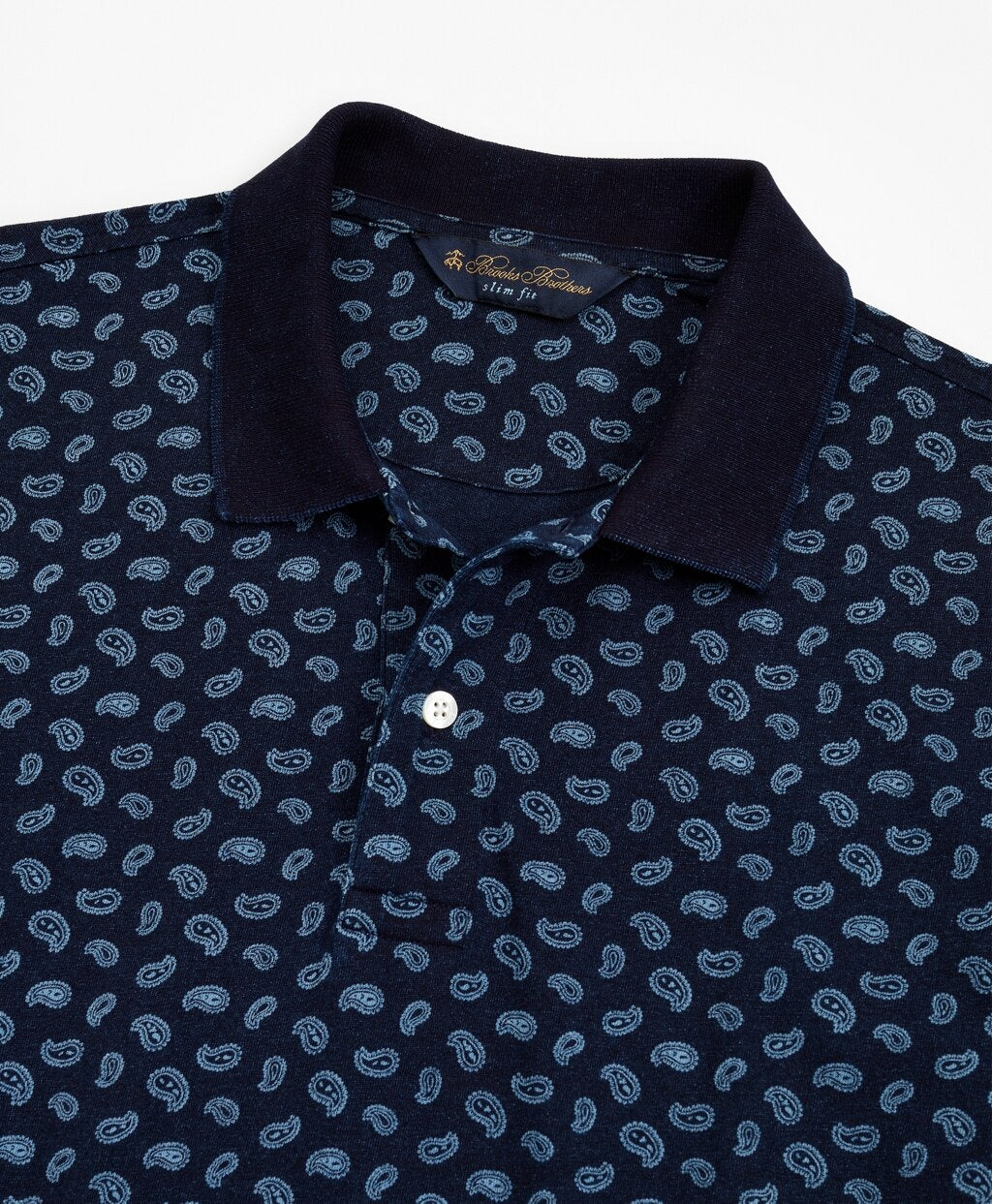Brooks Brothers Men Slim Fit Indigo Printed Paisley Polo Shirt