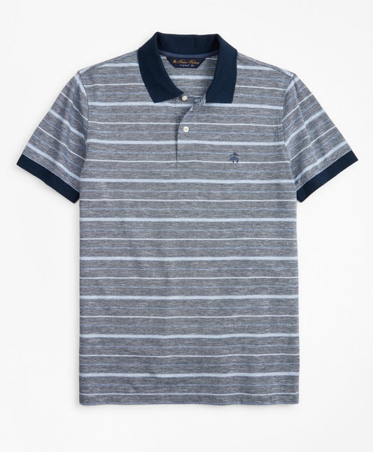 Brooks Brothers Men Original Fit Cotton and Linen Stripe Polo Shirt