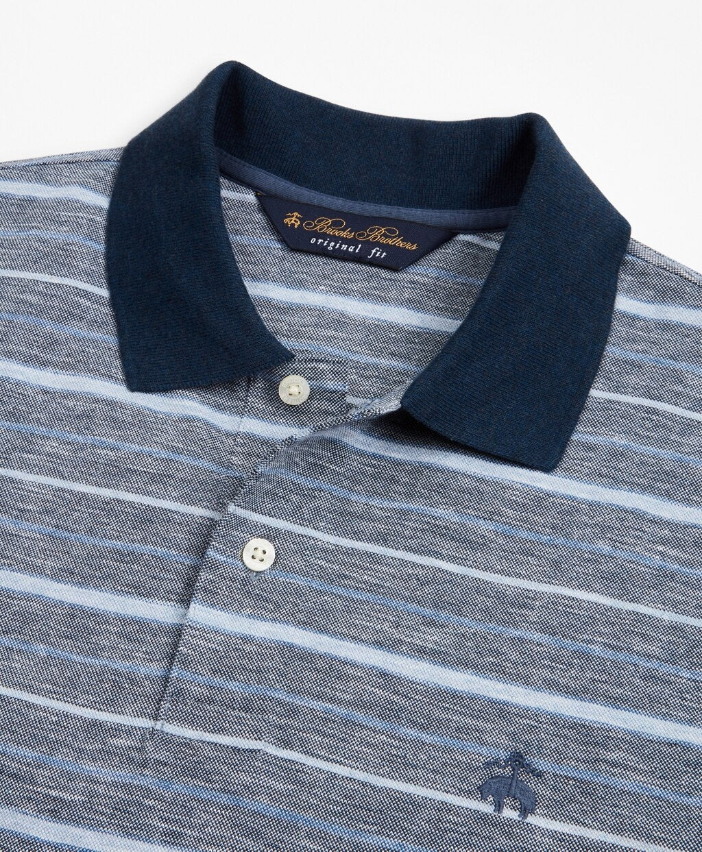 Brooks Brothers Men Original Fit Cotton and Linen Stripe Polo Shirt