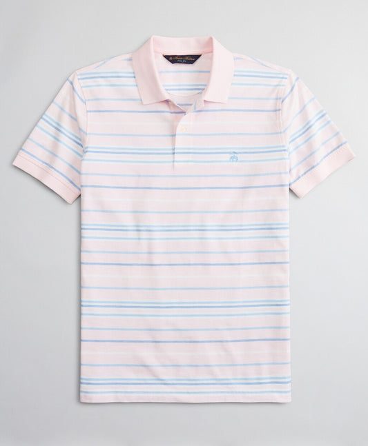 Brooks Brothers Men Slim Fit Cotton and Linen Slub Stripe Polo Shirt