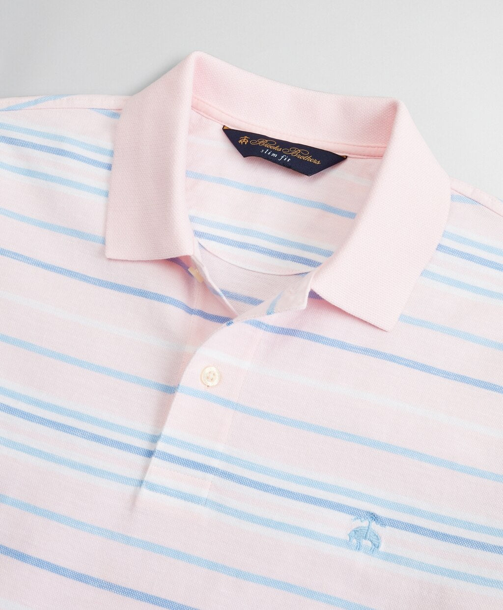 Brooks Brothers Men Slim Fit Cotton and Linen Slub Stripe Polo Shirt