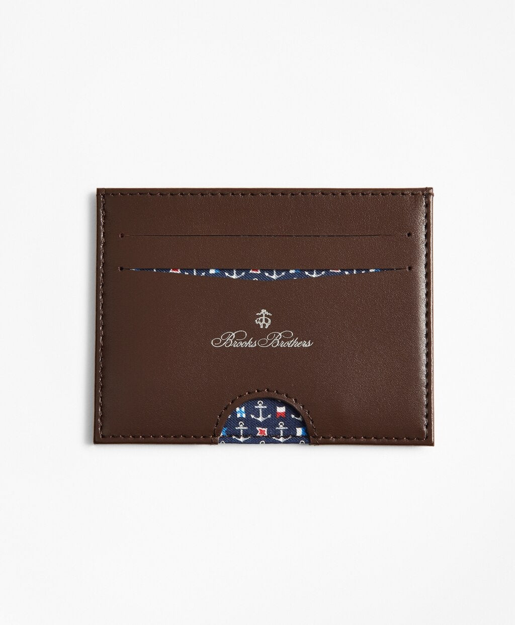 Brooks Brothers Men Embossed Leather Card Case