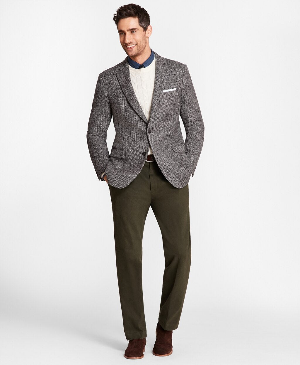 Brooks Brothers Men Clark Fit Brushed Twill Stretch Chinos