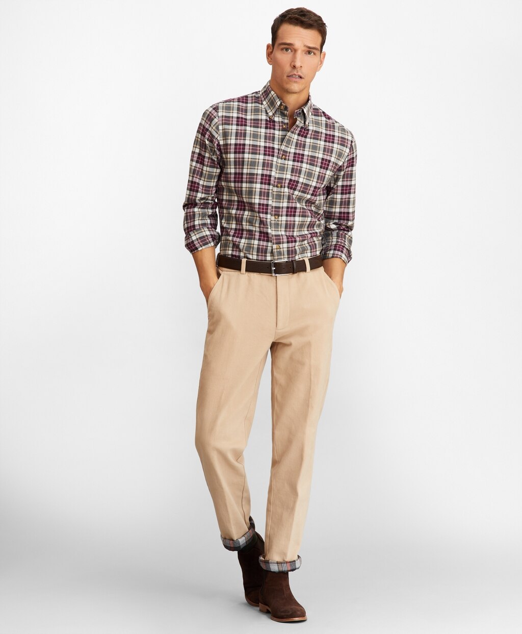 Brooks Brothers Men Clark Fit Flannel Lined Chinos
