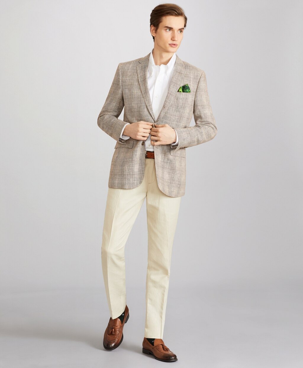 Brooks Brothers Men Soho Fit Linen and Cotton Chino Pants