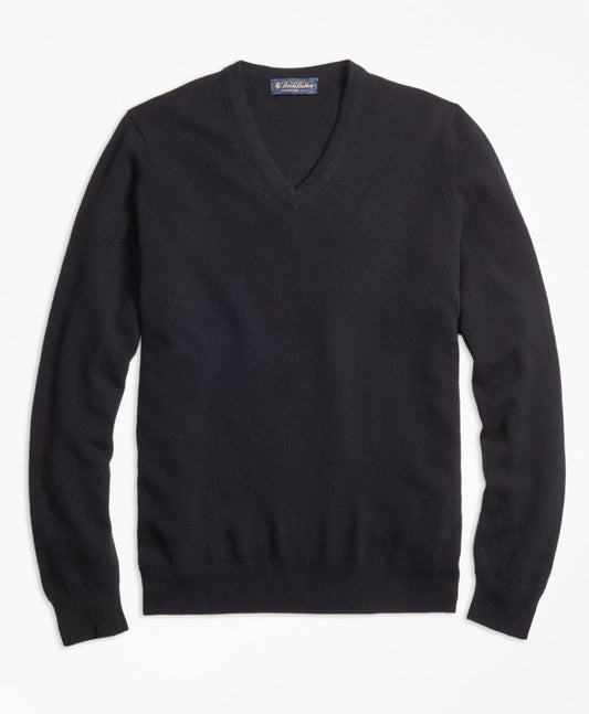 Brooks Brothers Men Cashmere V-Neck Sweater-Basic Colors