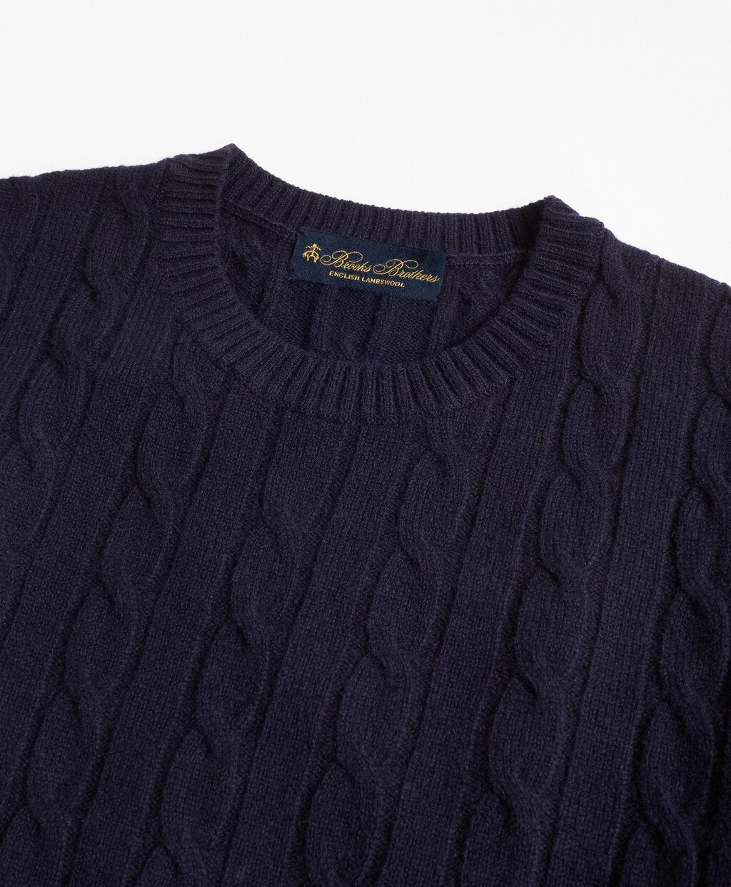 Brooks Brothers Men Lambswool Cable Crewneck Sweater