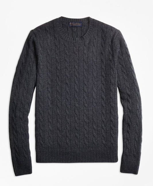 Brooks Brothers Men Cable-Knit Crewneck Cashmere Sweater