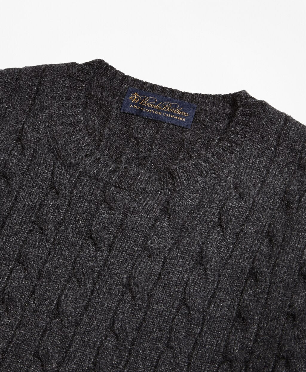 Brooks Brothers Men Cable-Knit Crewneck Cashmere Sweater