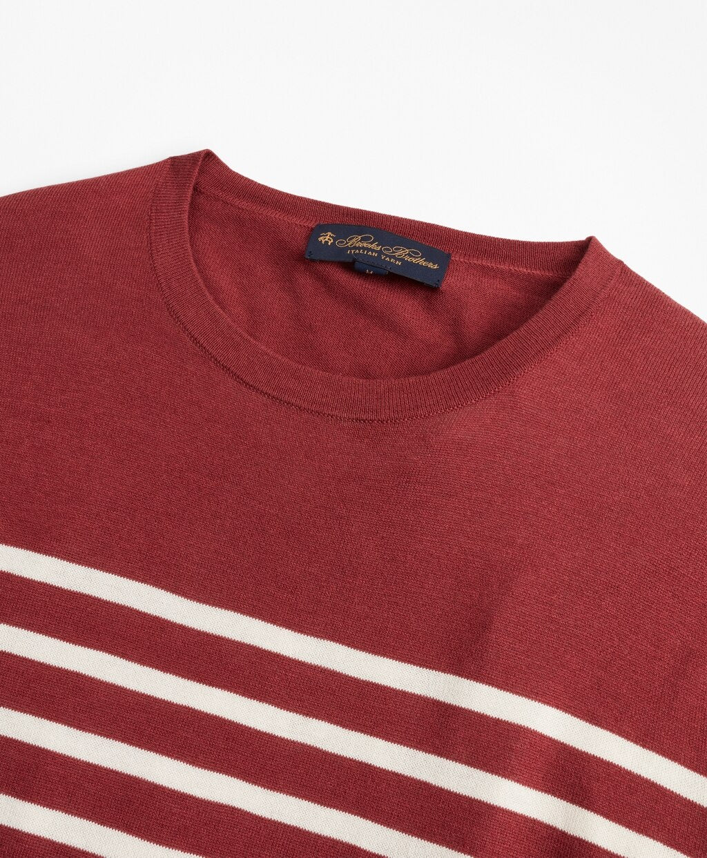 Brooks Brothers Men Silk and Cotton Stripe Crewneck Sweater