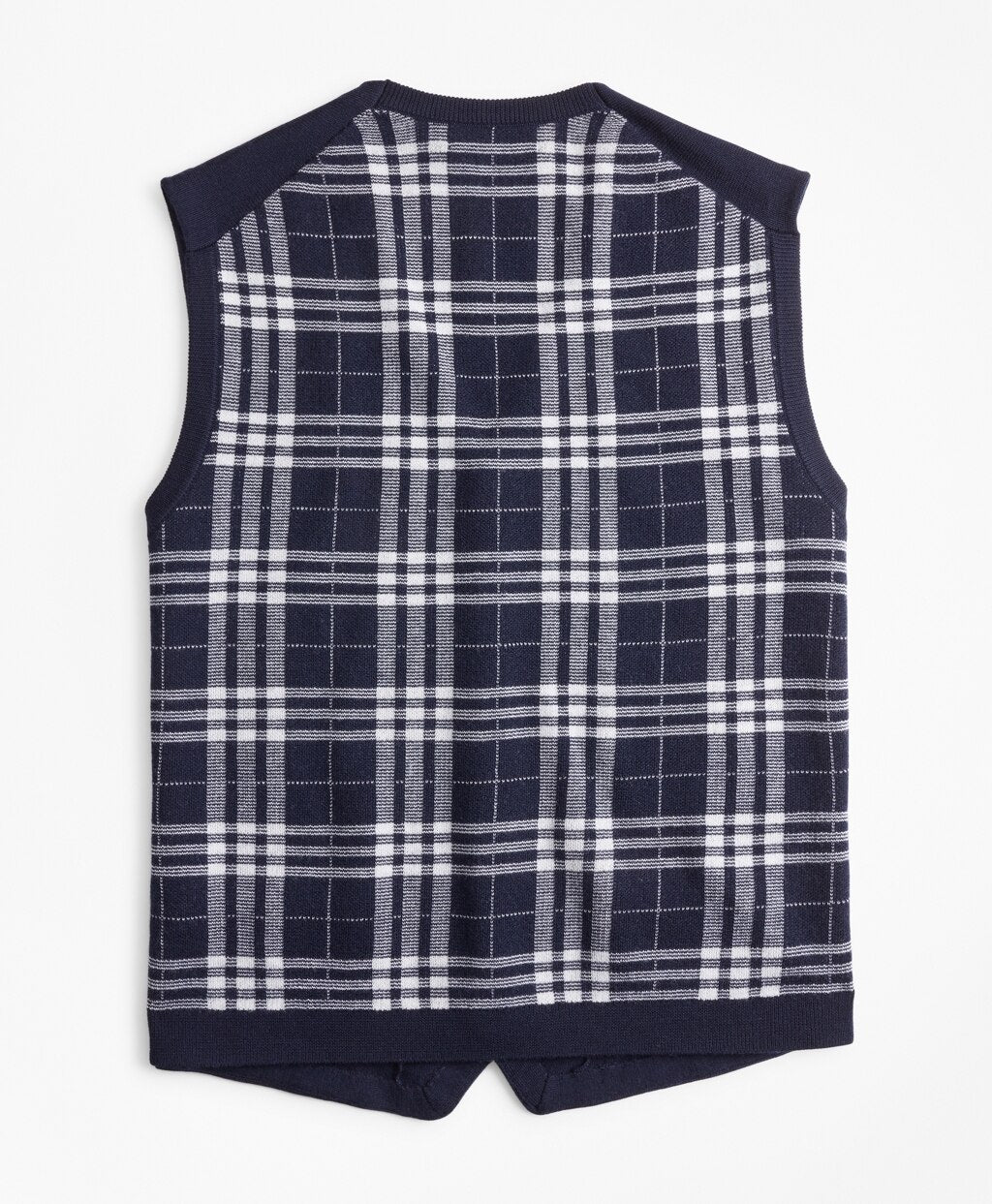 Brooks Brothers Men Washable Merino Wool Plaid Back Waistcoat