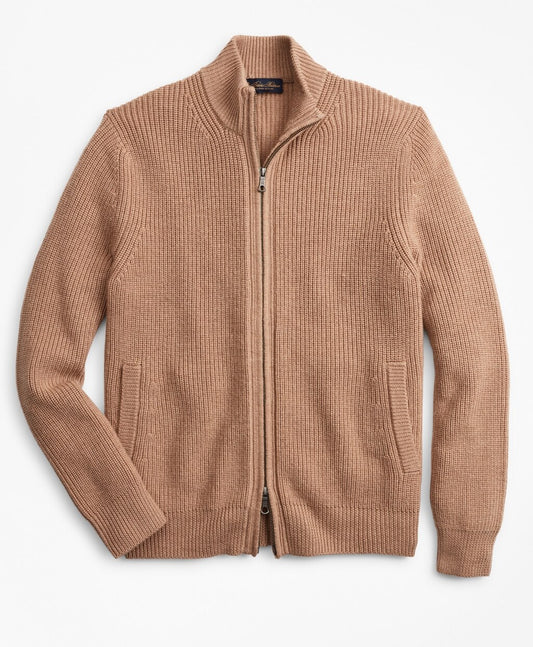Brooks Brothers Men Washable Merino Wool Full-Zip Sweater