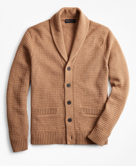 Brooks Brothers Men Camel Hair Shawl Collar Cardigan