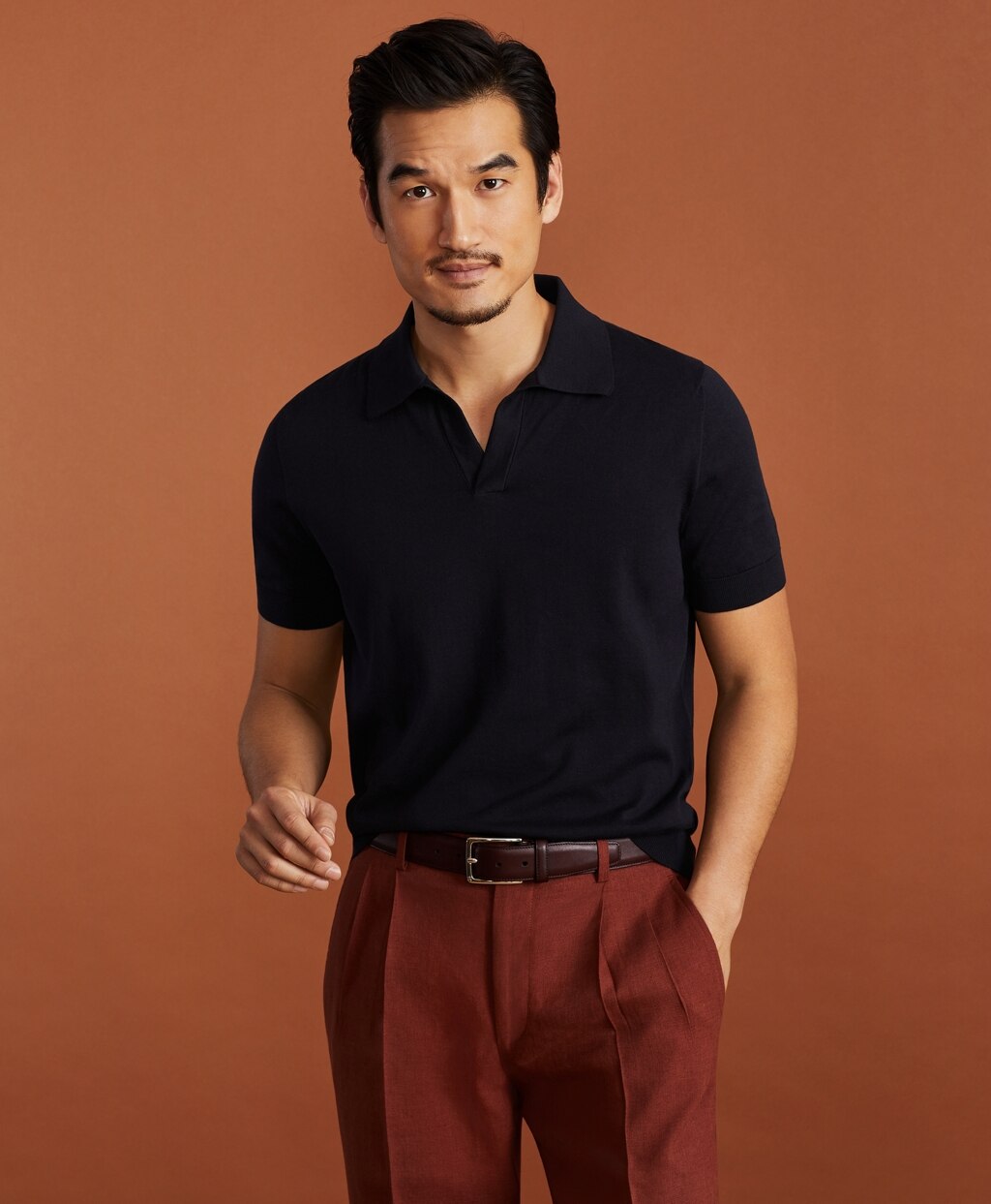 Brooks Brothers Men Golden Fleece® 3-D Knit Fine-Gauge Buttonless Sea Island Cotton Polo Sweater