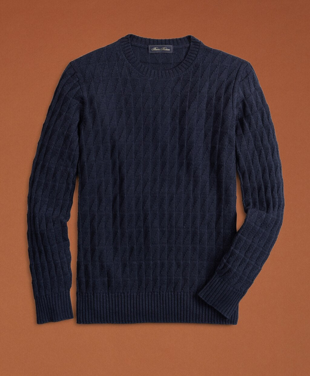 Brooks Brothers Men Golden Fleece® 3-D Knit Fine-Gauge Cashmere-Silk Textured Crewneck Sweater