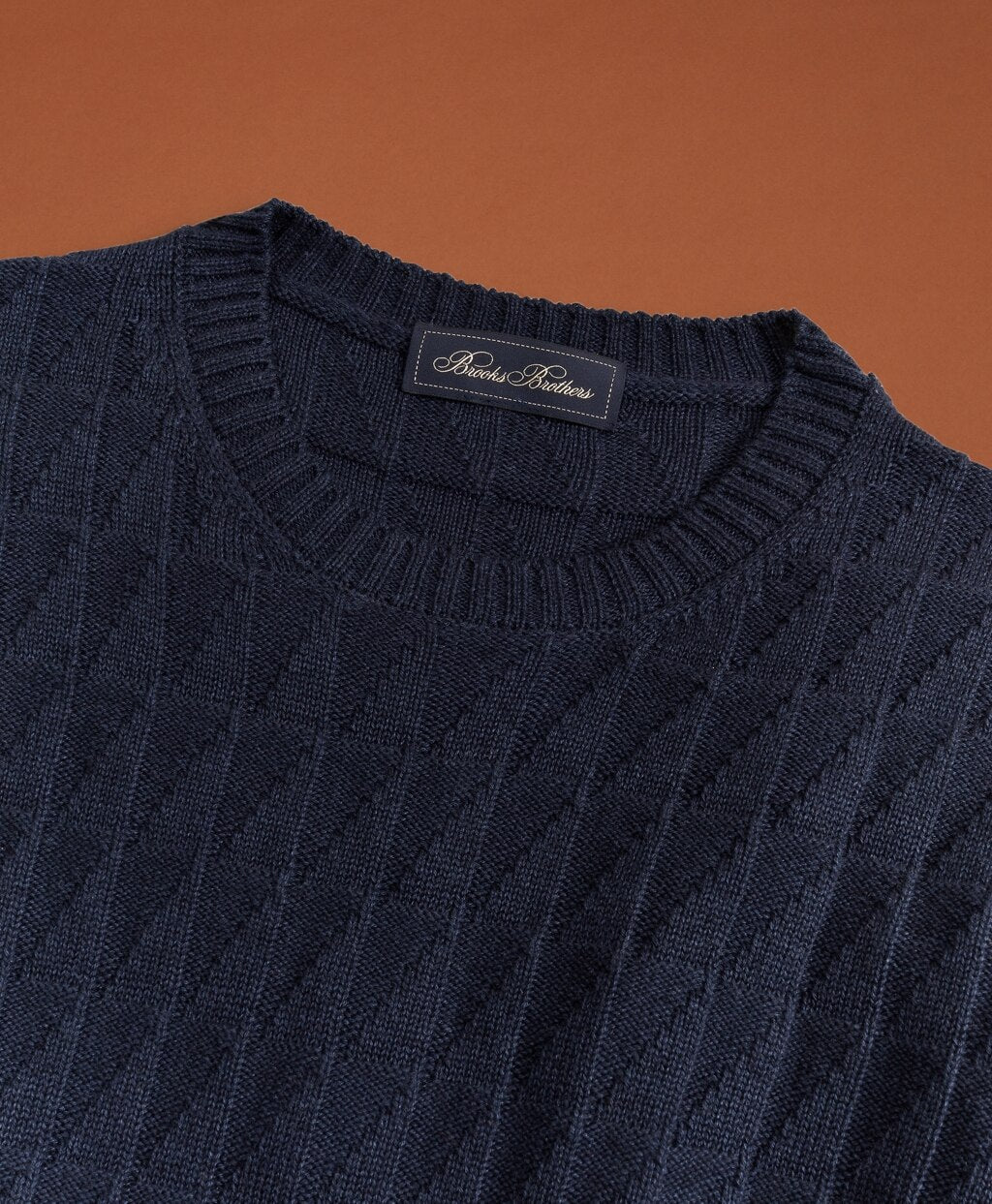 Brooks Brothers Men Golden Fleece® 3-D Knit Fine-Gauge Cashmere-Silk Textured Crewneck Sweater
