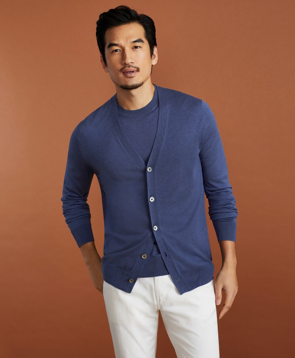 Brooks Brothers Men Golden Fleece® 3-D Knit Fine-Gauge Silk Cardigan Sweater