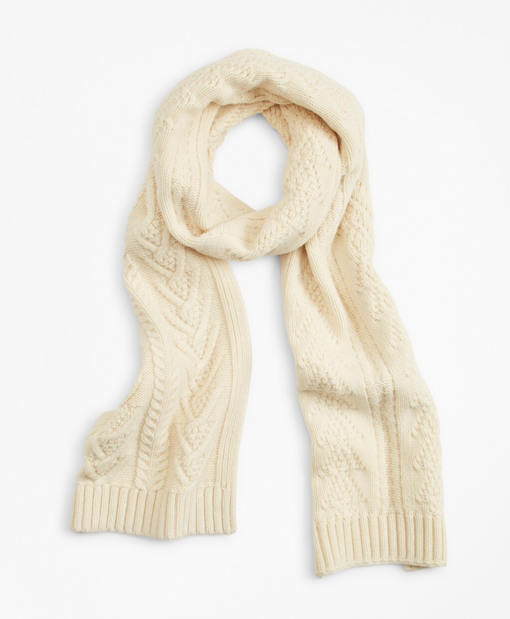 Brooks Brothers Men Merino Wool Fisherman Cable Scarf