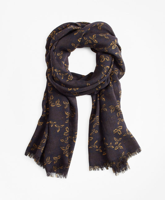 Brooks Brothers Men Leaf Print Scarf