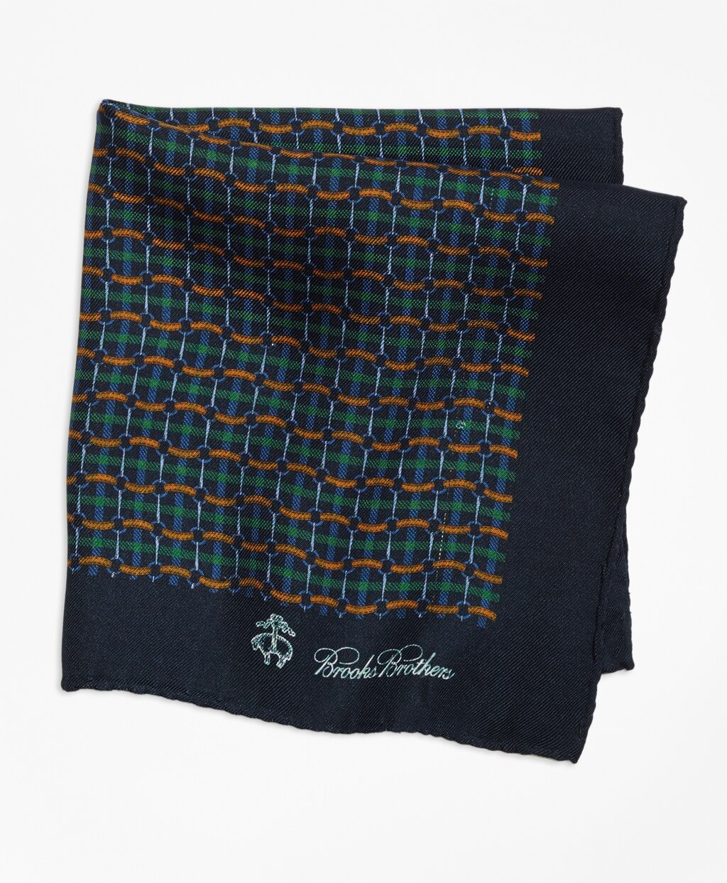 Brooks Brothers Men Plaid Links and Duck Pocket Square