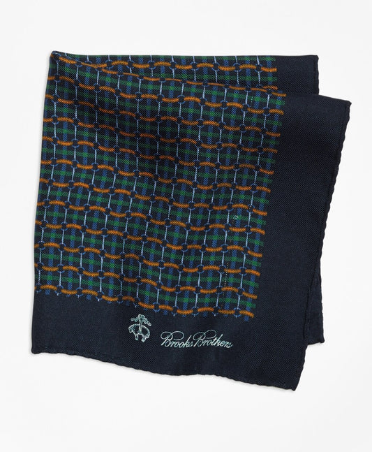 Brooks Brothers Men Plaid Links and Duck Pocket Square