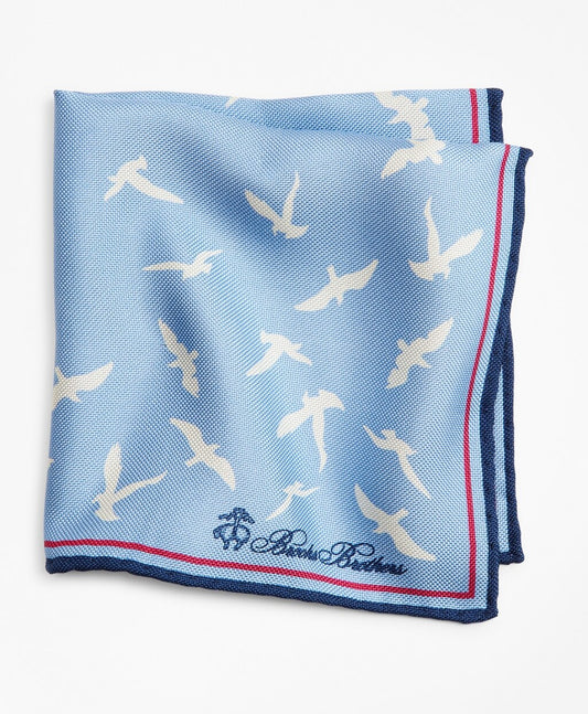 Brooks Brothers Men Seagull and Dot Pocket Square