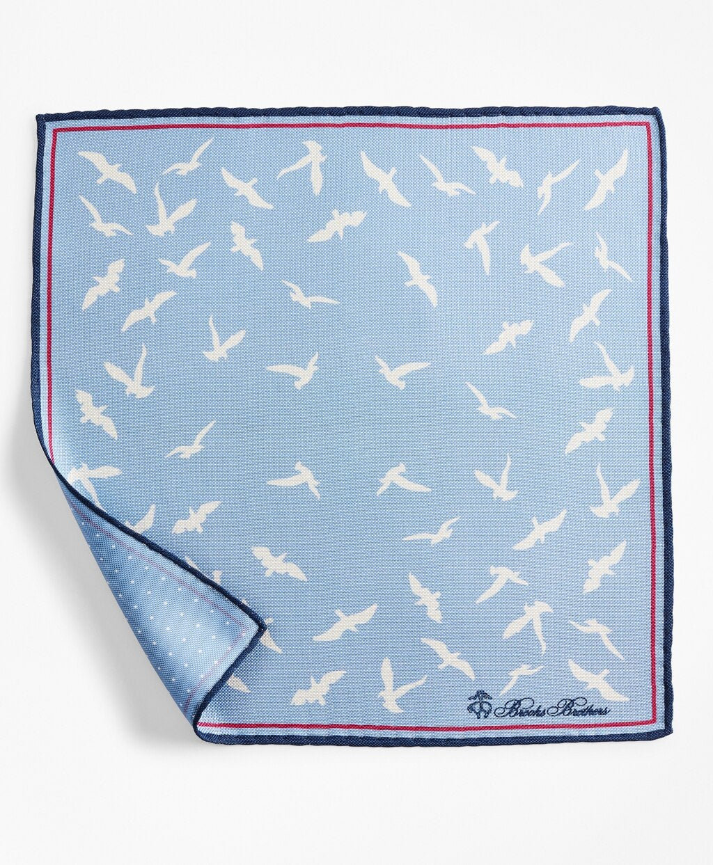 Brooks Brothers Men Seagull and Dot Pocket Square