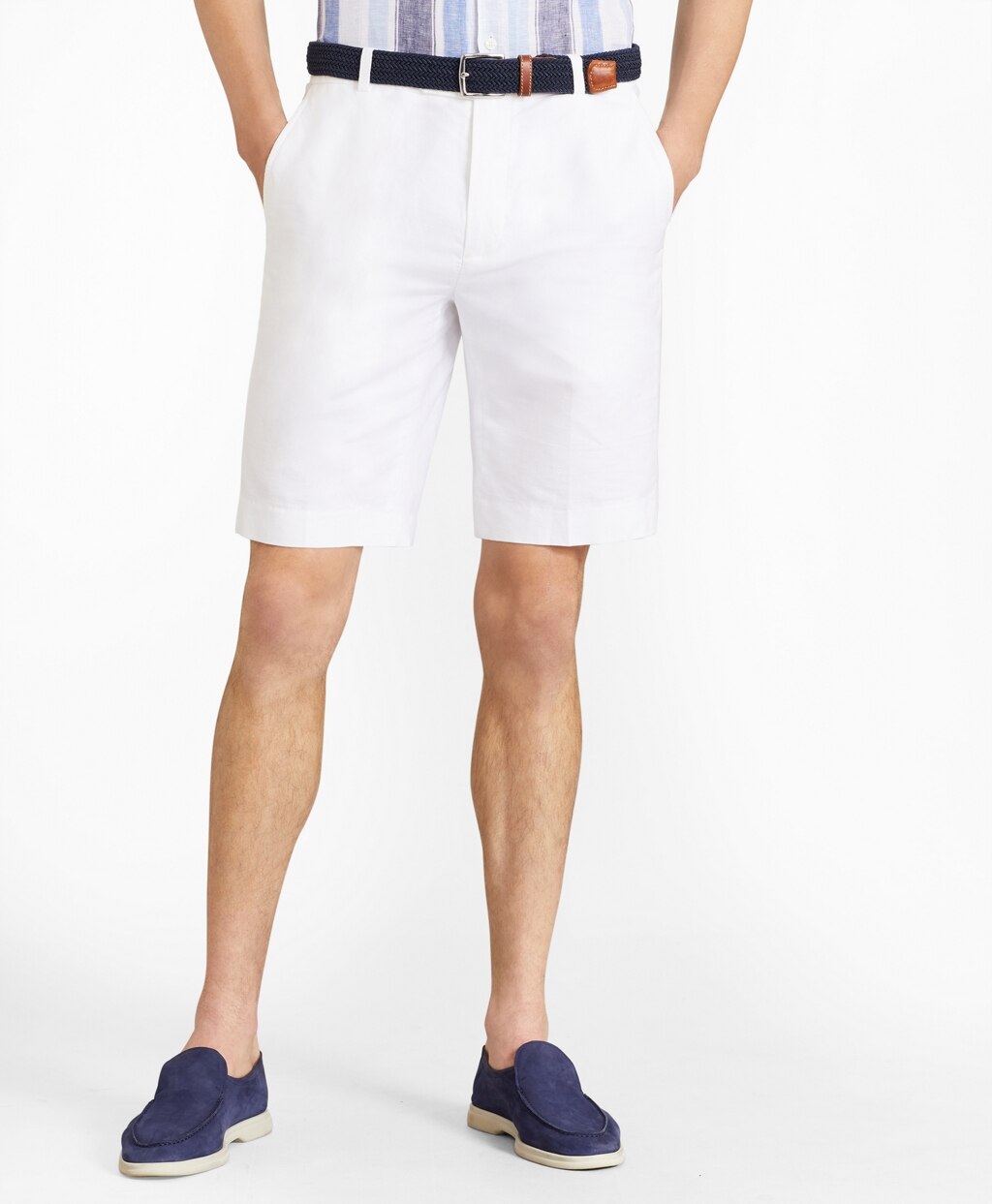 Brooks Brothers Men Houndstooth Cotton and Linen Bermuda Shorts