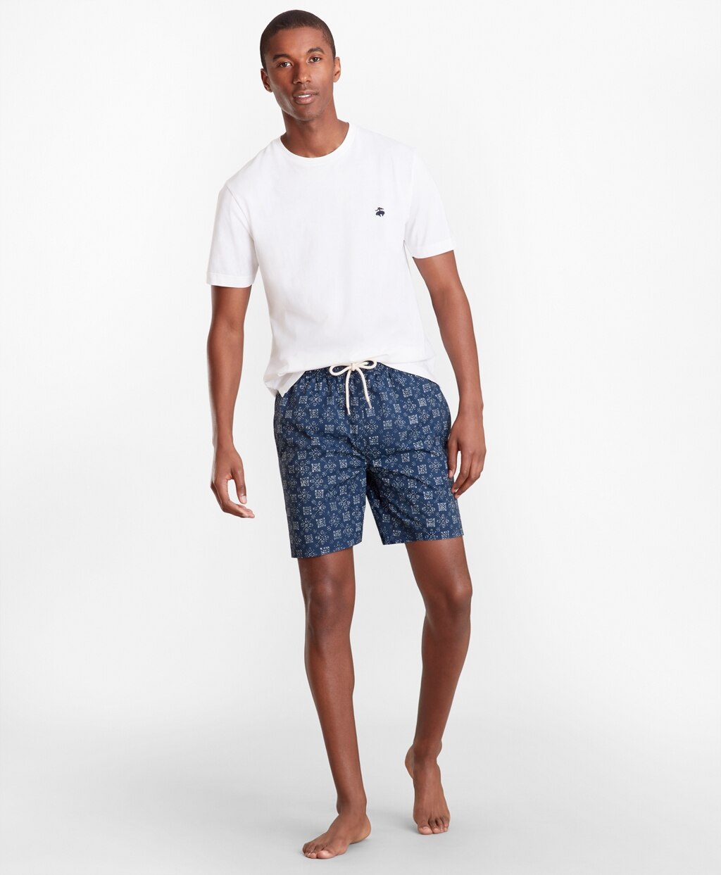 Brooks Brothers Men Montauk 6" Indigo Foulard Print Swim Trunks
