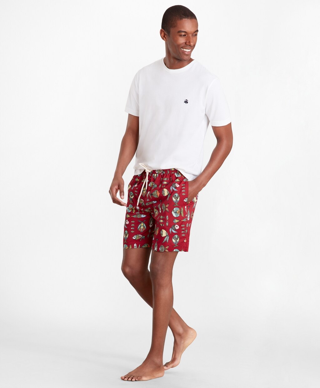 Brooks Brothers Men Montauk 6" Fish Print Swim Trunks