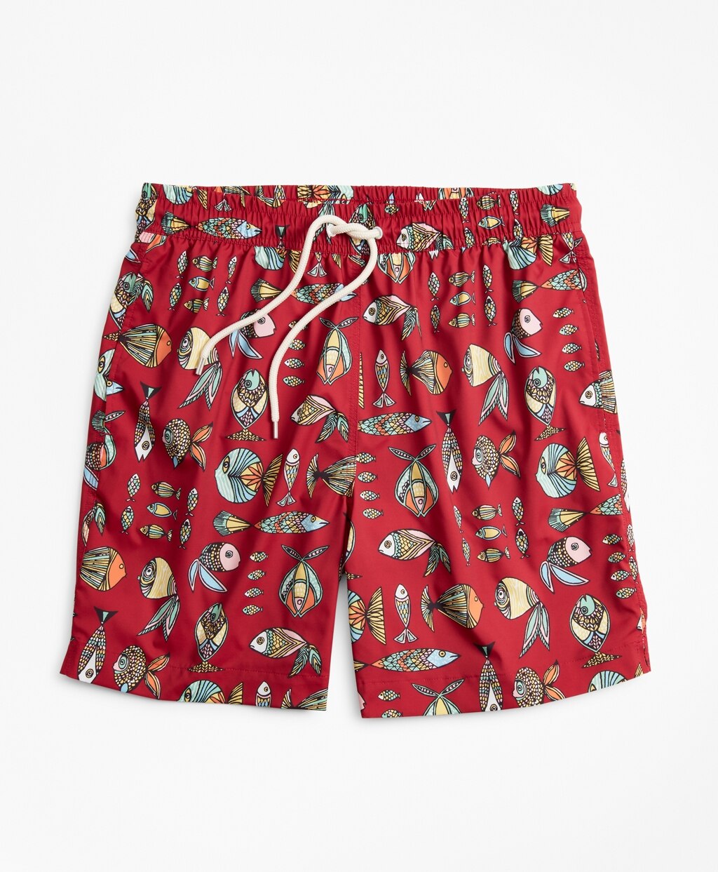 Brooks Brothers Men Montauk 6" Fish Print Swim Trunks