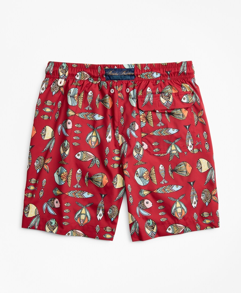 Brooks Brothers Men Montauk 6" Fish Print Swim Trunks