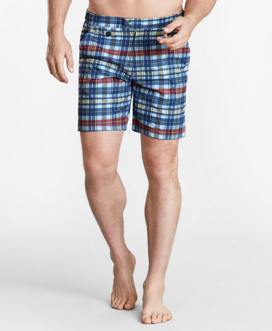 Brooks Brothers Men Newport 7" Plaid Swim Trunks