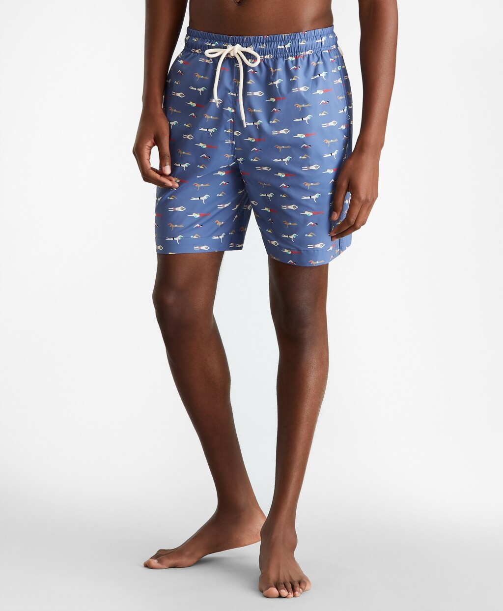 Brooks Brothers Men Montauk 6" Swimmers Motif Print Swim Trunks