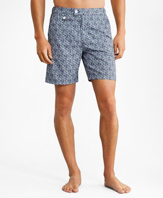 Brooks Brothers Men Newport 7" Floral Print Swim Trunks