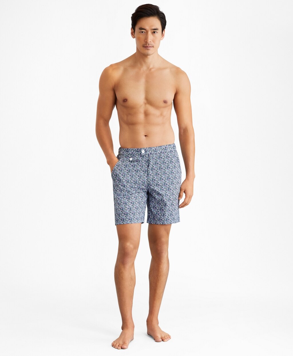 Brooks Brothers Men Newport 7" Floral Print Swim Trunks