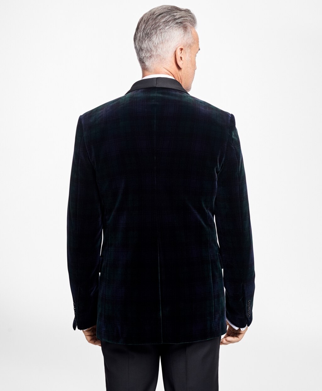 Brooks Brothers Men Regent Fit Black Watch Shawl Collar Tuxedo Jacket