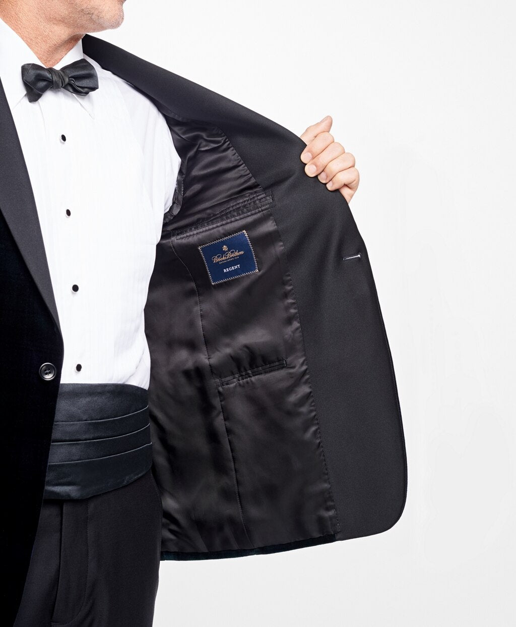 Brooks Brothers Men Regent Fit Black Watch Shawl Collar Tuxedo Jacket