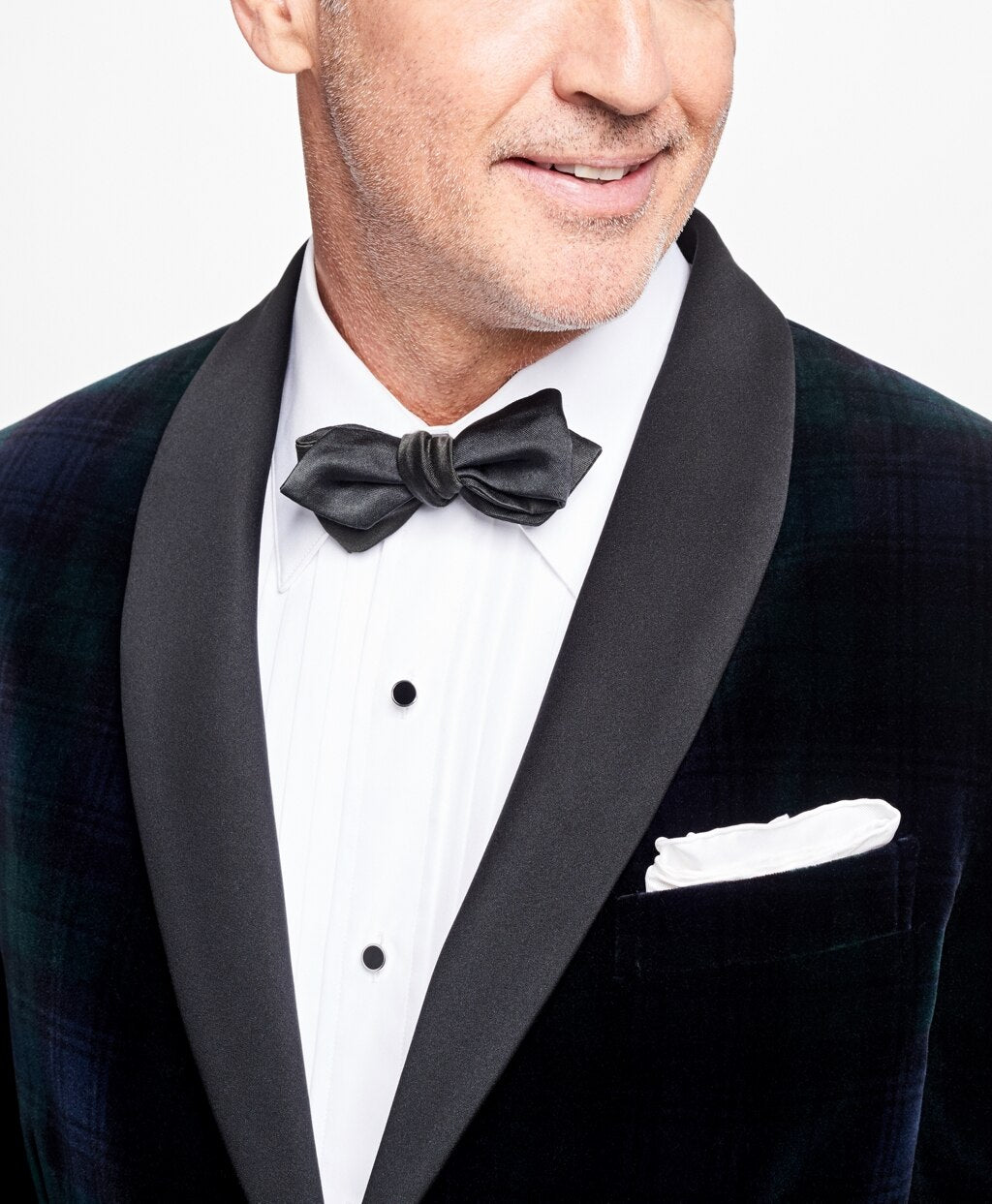 Brooks Brothers Men Regent Fit Black Watch Shawl Collar Tuxedo Jacket