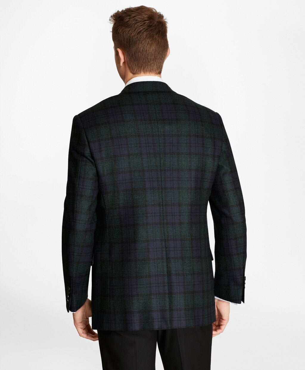Brooks Brothers Men Regent Fit Black Watch Wool Tuxedo Jacket