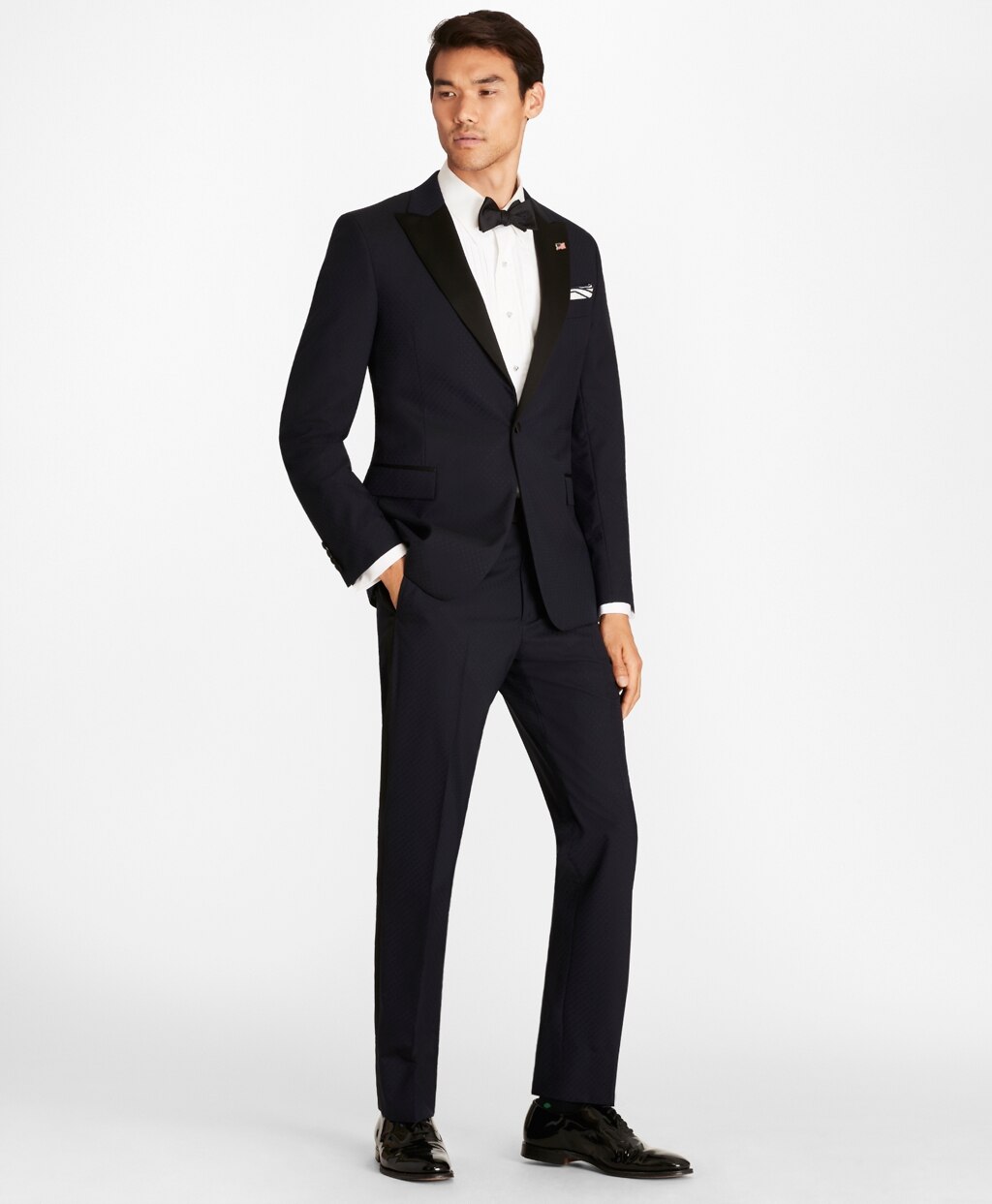 Brooks Brothers Men Regent Fit One-Button Jacquard Tuxedo