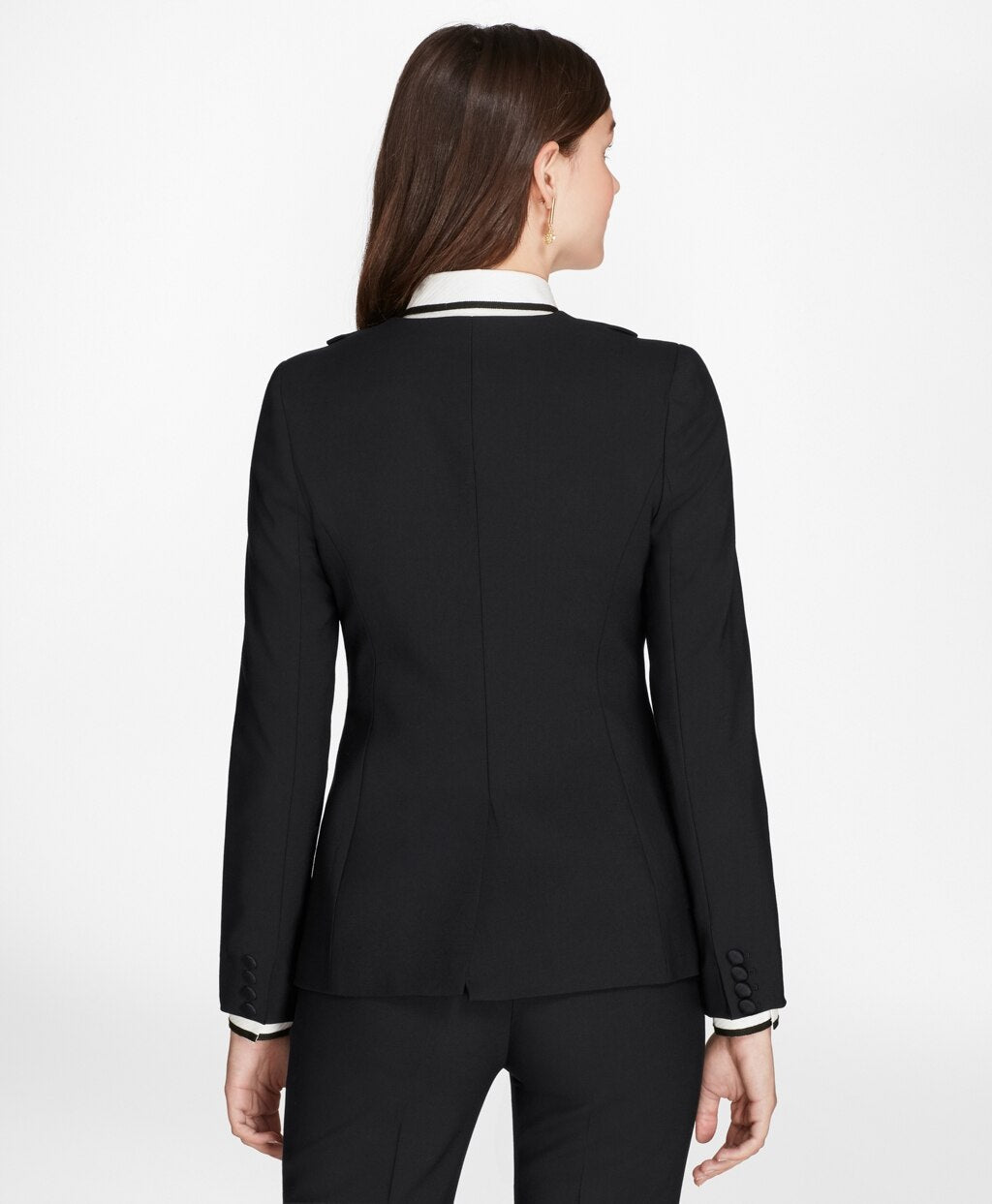 Brooks Brothers Women Petite Stretch-Wool Crepe Tuxedo Jacket