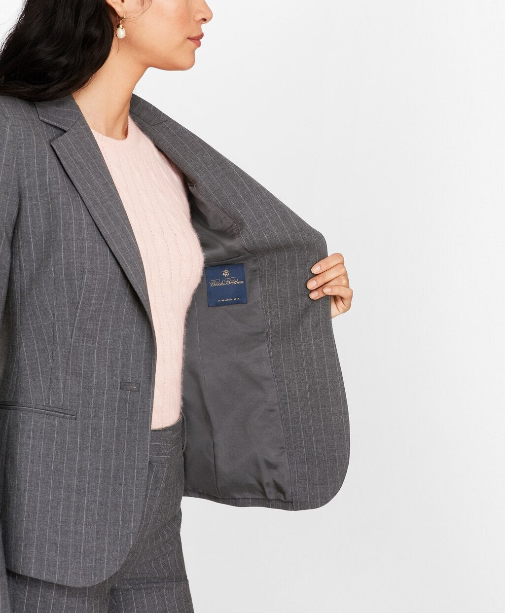Brooks Brothers Women Petite Pinstripe Stretch Wool Jacket