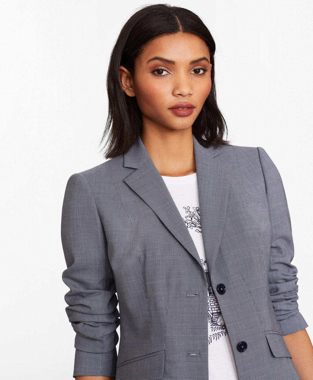 Brooks Brothers Women Petite Houndstooth BrooksCool® Merino Wool Jacket